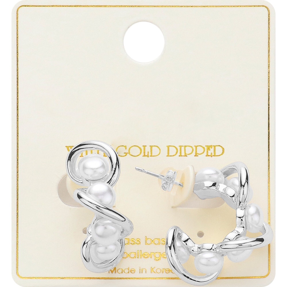 14K Gold Dipped Wavy Cluster Hoop Statement Earrings